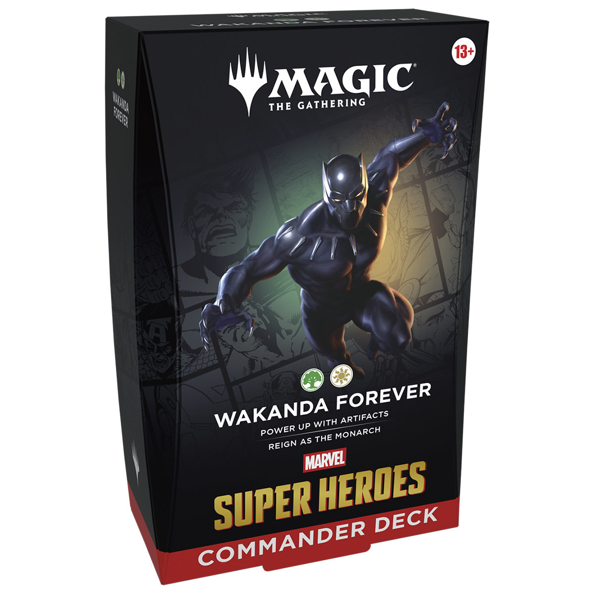 MTGMSH_EN_OtrBx_Cmndr_02_01_a03c11b2-fc9a-41a0-bdb9-cb5a75fa5146.png Magic: The Gathering - Universes Beyond - Marvel Super Heroes - Commander Deck - Wakanda Forever - Image 1