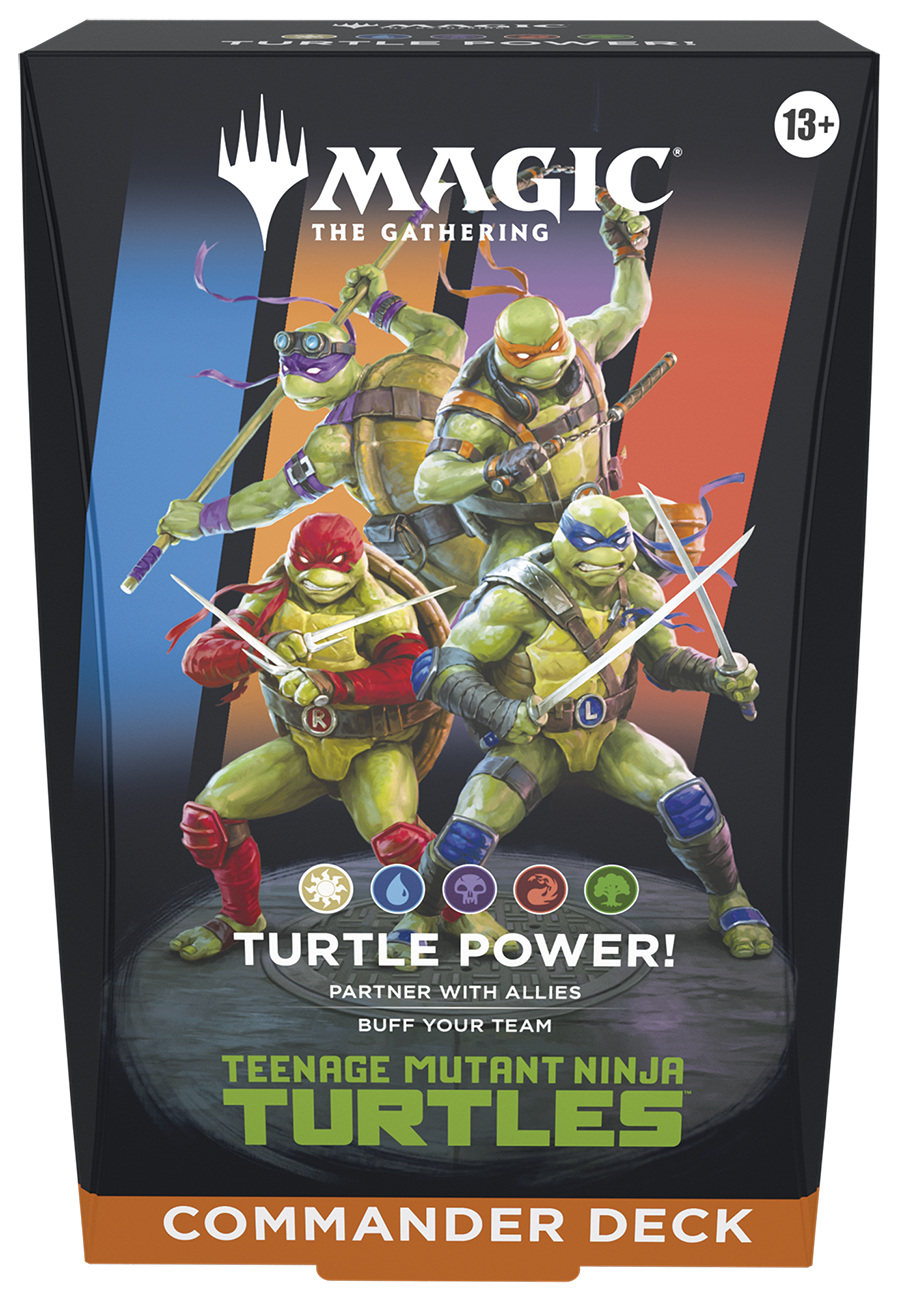 MTGTMT_EN_Cmndr_OtrBx_01_02.png Magic: The Gathering - Universes Beyond - Teenage Mutant Ninja Turtles - Commander Deck (Turtle Power!) - Image 1